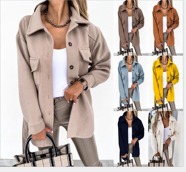 women's wool & blends 2021 fall/winter lapel single-breasted thick solid color shirt woolen loose jacket female factory direct supply, Black
women's wool & blends 2021 fall/winter lapel single-breasted thick solid color shirt woolen loose jacket female factory direct supply, Black