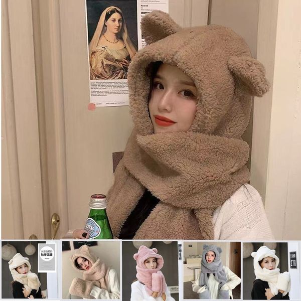 little bear three piece ear protection cap children's autumn and lovely winter plush scarf hooded in one korean couple hat set, Blue;gray
little bear three piece ear protection cap children's autumn and lovely winter plush scarf hooded in one korean couple hat set, Blue;gray