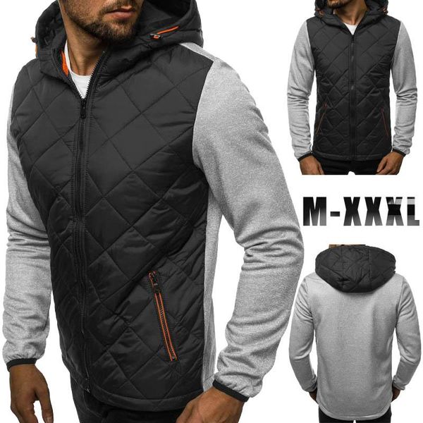 men's jackets mens autumn winter zipper and coats casual long sleeve patchwork hooded streetwear jacket men slim hoodies outerwear, Black;brown 
men's jackets mens autumn winter zipper and coats casual long sleeve patchwork hooded streetwear jacket men slim hoodies outerwear, Black;brown