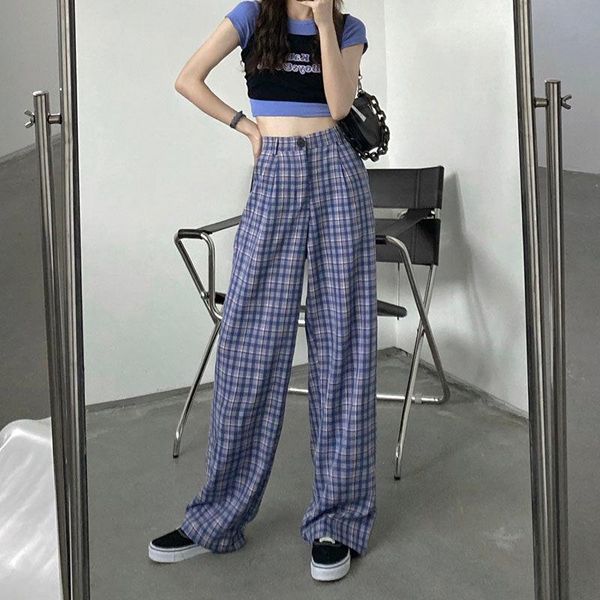 women's pants & capris plaid woman vintage wide leg trousers female casual high waist autumn korean style straight streetwear bottoms, Black;white
women's pants & capris plaid woman vintage wide leg trousers female casual high waist autumn korean style straight streetwear bottoms, Black;white