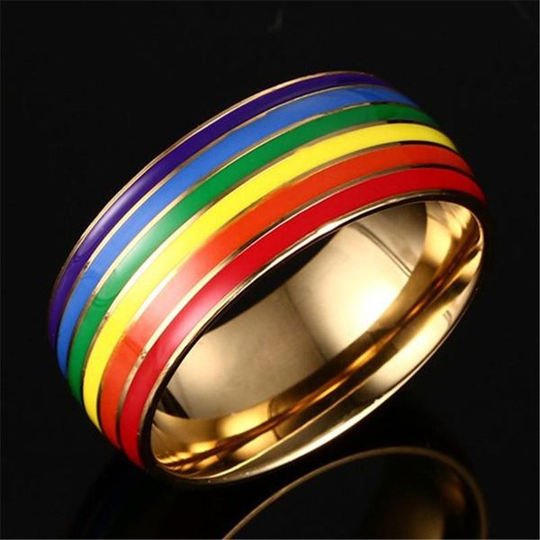 fashion 8mm rainbow stripe pride gold silver color stainless steel ring lesbian for gray love gift cluster rings, Golden;silver
fashion 8mm rainbow stripe pride gold silver color stainless steel ring lesbian for gray love gift cluster rings, Golden;silver