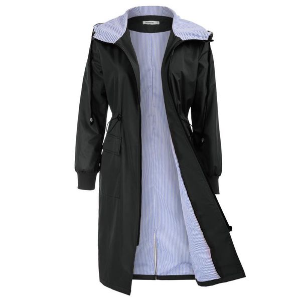 women's jackets jasambac women lightweight hooded rain coat drawstring waist long jacket water-repellent fabric, Black;brown
women's jackets jasambac women lightweight hooded rain coat drawstring waist long jacket water-repellent fabric, Black;brown