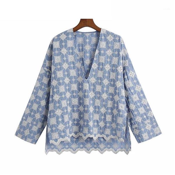 women's blouses & shirts 2021 fashion embroidery asymmetry women loose vintage drop-shoulder sleeves side vents female chic, White
women's blouses & shirts 2021 fashion embroidery asymmetry women loose vintage drop-shoulder sleeves side vents female chic, White