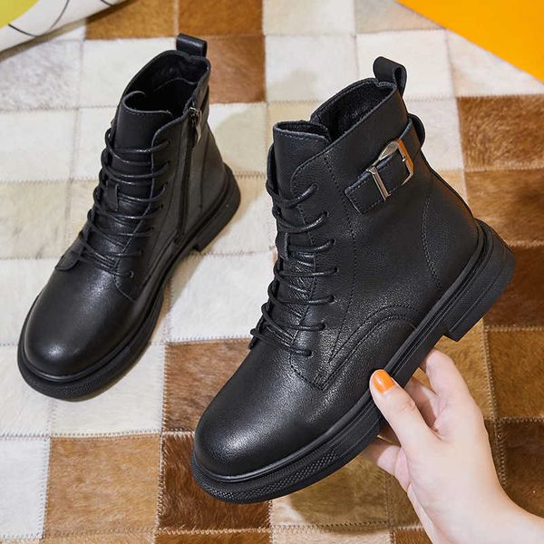 2021 autumn leather single martin boots women's four seasons versatile fashion british style side zipper thick heel lace up, Black
2021 autumn leather single martin boots women's four seasons versatile fashion british style side zipper thick heel lace up, Black