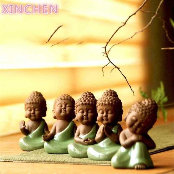 Ceramic XINCHEN Crafts Creative Home Decoration Living Room Feng Shui Ornaments Cute Little Buddha Zen Like Pots Furnishings L26626