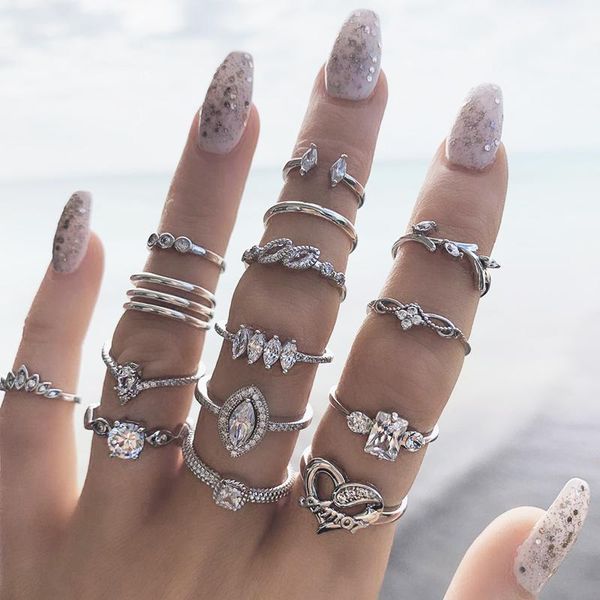 cluster rings 15 pcs/set bohemian retro crystal silver ring set women knuckle wedding anniversary gift, Golden;silver
cluster rings 15 pcs/set bohemian retro crystal silver ring set women knuckle wedding anniversary gift, Golden;silver