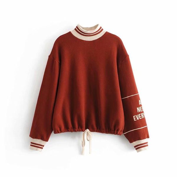 women's hoodies & sweatshirts women letter print sweatshirt long sleeve striped turtleneck lace up pullover female casual loose short, Black
women's hoodies & sweatshirts women letter print sweatshirt long sleeve striped turtleneck lace up pullover female casual loose short, Black