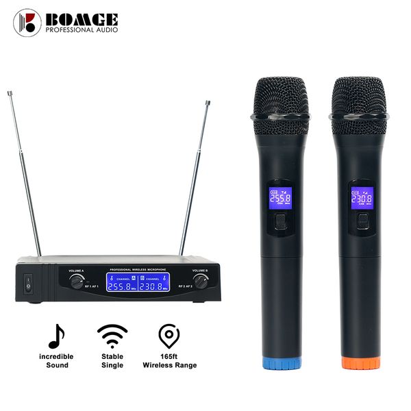 bomge v210 professional wireless microphone mic 2 channels karaoke vhf 50 meters range for home party church event
bomge v210 professional wireless microphone mic 2 channels karaoke vhf 50 meters range for home party church event