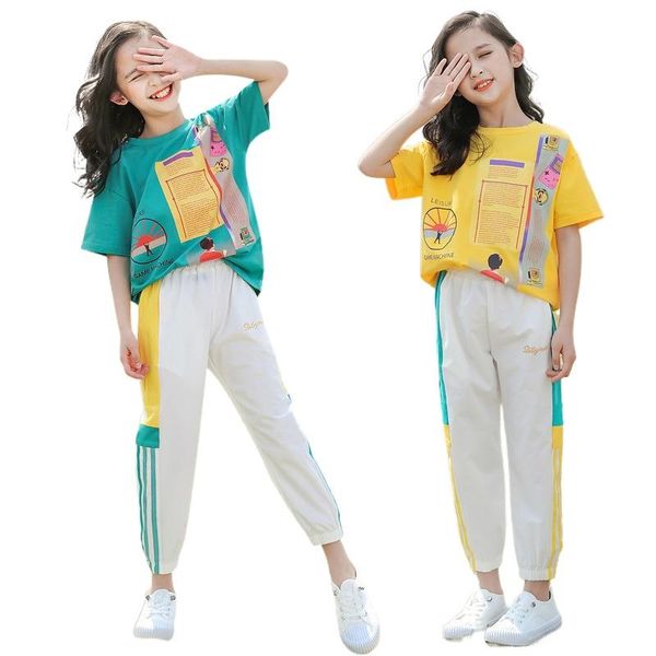 girls sports suit fashion cartoons letter kids t-shirt and stripe pant two-piece 4 to 14 years children clothes set clothing sets, White
girls sports suit fashion cartoons letter kids t-shirt and stripe pant two-piece 4 to 14 years children clothes set clothing sets, White