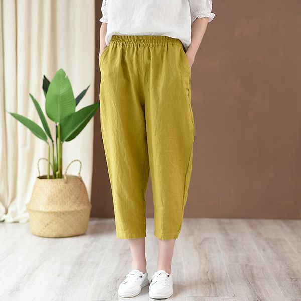 johnature harem pants casual loose elastic waist solid color ankle-length pants summer clothes cotton linen women pants 210521, Blue
johnature harem pants casual loose elastic waist solid color ankle-length pants summer clothes cotton linen women pants 210521, Blue