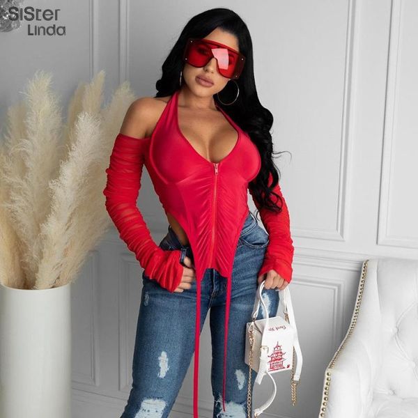 women's t-shirt sisterlinda zipper ruched mesh halter for women fall 2021 fashion long sleeve backless v neck asymmetrical tee, White
women's t-shirt sisterlinda zipper ruched mesh halter for women fall 2021 fashion long sleeve backless v neck asymmetrical tee, White