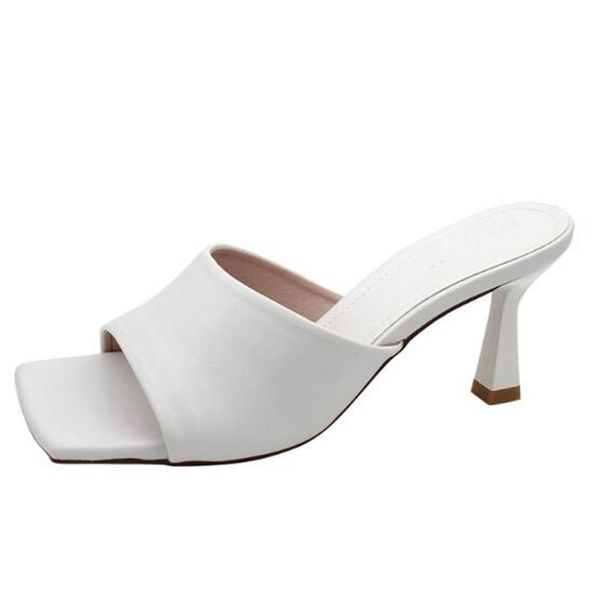 women sandals pu slip on 7cm thin heels high square toe shallow shoes sandalias mujer 2021 size 35-42 white, Black
women sandals pu slip on 7cm thin heels high square toe shallow shoes sandalias mujer 2021 size 35-42 white, Black