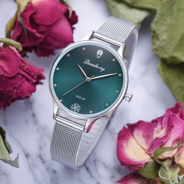 wristwatches fashion metal silver belt creative dress watches for ladies women gift luxury green dial bracelet quartz clock, Slivery;brown
wristwatches fashion metal silver belt creative dress watches for ladies women gift luxury green dial bracelet quartz clock, Slivery;brown