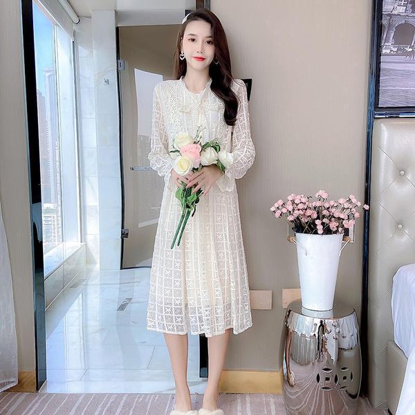 casual dresses 2021 autumn gentle lady bow knot all-match lace dress girl long sleeve temperament mid-length, Black;gray
casual dresses 2021 autumn gentle lady bow knot all-match lace dress girl long sleeve temperament mid-length, Black;gray