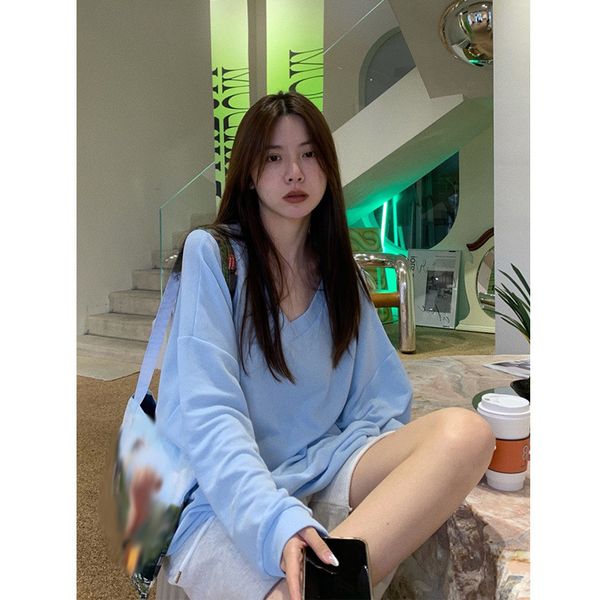 tees t-shirt lil cher blue v-neck long sleeve sunscreen shirt t-shirt women's summer loose casual lazy wind thin blouse top, White
tees t-shirt lil cher blue v-neck long sleeve sunscreen shirt t-shirt women's summer loose casual lazy wind thin blouse top, White