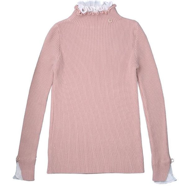 half high collar bottomed womens sweater nuns two piece lace lotus leaf fungus edge top, White;black
half high collar bottomed womens sweater nuns two piece lace lotus leaf fungus edge top, White;black