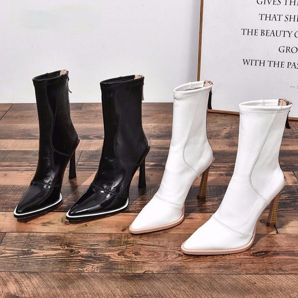 star style patent leather contrast colors women boots autumn winter fashion high heels female ankle warm office lady shoes, Black
star style patent leather contrast colors women boots autumn winter fashion high heels female ankle warm office lady shoes, Black