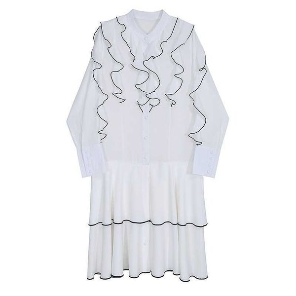 spring stand neck cascading ruffles solid vestidos casual loose chiffon long sleeve women dress japanese sweet female robe 210525, Black;gray
spring stand neck cascading ruffles solid vestidos casual loose chiffon long sleeve women dress japanese sweet female robe 210525, Black;gray
