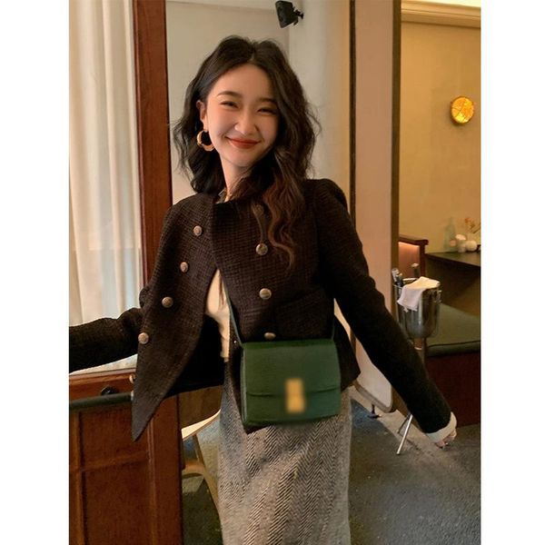 women's wool & blends temperament fashion retro coarse flower coat small autumn 2021 style short dress clothing, Black
women's wool & blends temperament fashion retro coarse flower coat small autumn 2021 style short dress clothing, Black