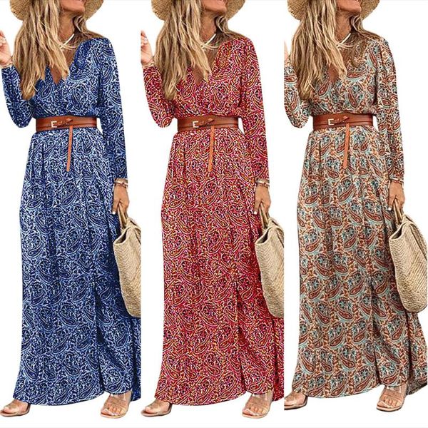 beautiful women's dress bohemian style long sleeve low-cut high split with leather belt for autumn and spring casual dresses, Black;gray
beautiful women's dress bohemian style long sleeve low-cut high split with leather belt for autumn and spring casual dresses, Black;gray