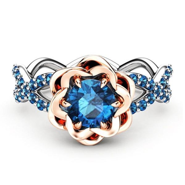 cluster rings fashion present gift for women birthday mom&grandmom luxury flower shaped with blue and rose gold stone ring, Golden;silver 
cluster rings fashion present gift for women birthday mom&grandmom luxury flower shaped with blue and rose gold stone ring, Golden;silver