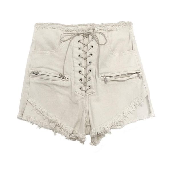 women's shorts goth black lace up elasticity mini denim short and club skinny white women high waist jeans summer girl, White;black
women's shorts goth black lace up elasticity mini denim short and club skinny white women high waist jeans summer girl, White;black