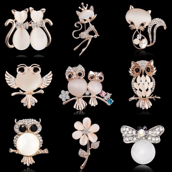 cute cat owl butterfly opal brooch pins shiny rhinestones leaf flower brooches for women elegant trendy dress jewelry giftdio chan cont, Gray
cute cat owl butterfly opal brooch pins shiny rhinestones leaf flower brooches for women elegant trendy dress jewelry giftdio chan cont, Gray