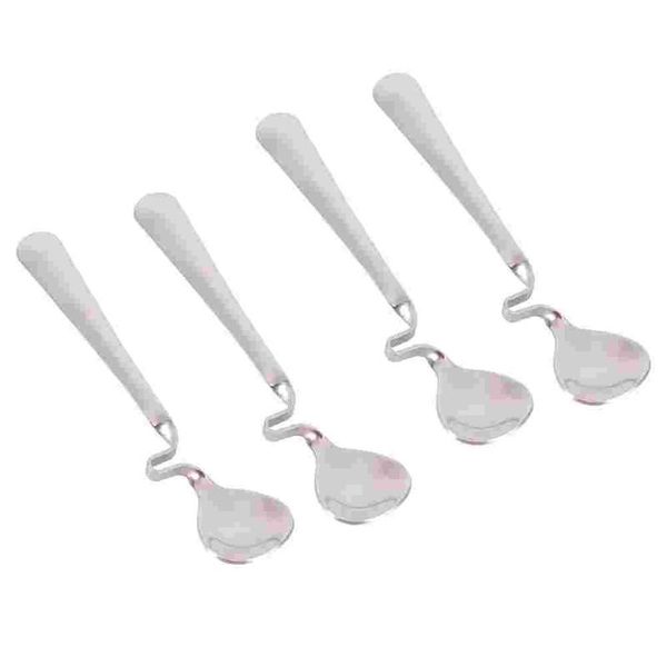spoons 4pcs stainless steel coffee mixing curving handle (silver)