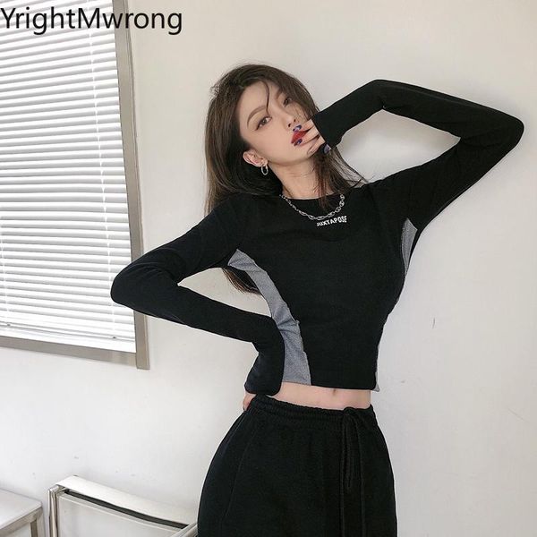 women's t-shirt patchwork colorblock cotton letter graphic bodycon crop girl fashion aesthetic t shirt slim korean cropped fall, White
women's t-shirt patchwork colorblock cotton letter graphic bodycon crop girl fashion aesthetic t shirt slim korean cropped fall, White