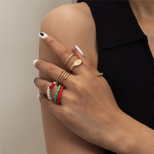 bohemian colorful rice beaded pearl rings hollow out letter open line finger ring women punk party gift gold hand jewelry sets fashion acces, Golden;silver
bohemian colorful rice beaded pearl rings hollow out letter open line finger ring women punk party gift gold hand jewelry sets fashion acces, Golden;silver