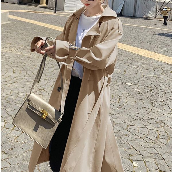 women's trench coats temperament windbreaker womens clothing 2021spring autumn korean fashion mid-length loose all-match coat female, Tan;black
women's trench coats temperament windbreaker womens clothing 2021spring autumn korean fashion mid-length loose all-match coat female, Tan;black