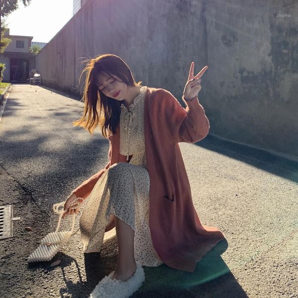 women's sweaters 2021autumn and winter products in stock real s korean chic mid-length loose figure flattering knit cardigan coat, White;black
women's sweaters 2021autumn and winter products in stock real s korean chic mid-length loose figure flattering knit cardigan coat, White;black