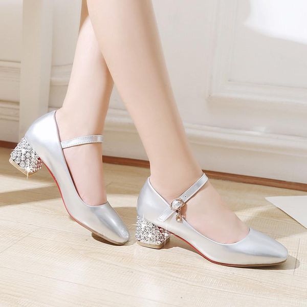dress shoes ymechic spring pu patent leather mary jane gold silver medium block heel woman party wedding crystal heels pumps plus size, Black
dress shoes ymechic spring pu patent leather mary jane gold silver medium block heel woman party wedding crystal heels pumps plus size, Black