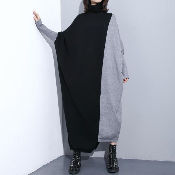 casual dresses johnature 2021 winter patchwork batwing plus size long turtleneck women dress loose irregular hit color, Black;gray
casual dresses johnature 2021 winter patchwork batwing plus size long turtleneck women dress loose irregular hit color, Black;gray