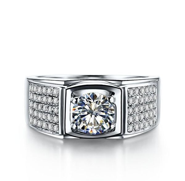 cluster rings 1 ct white gold 14k romantic round famous design test positive moissanite men's wedding ring solid for man, Golden;silver
cluster rings 1 ct white gold 14k romantic round famous design test positive moissanite men's wedding ring solid for man, Golden;silver