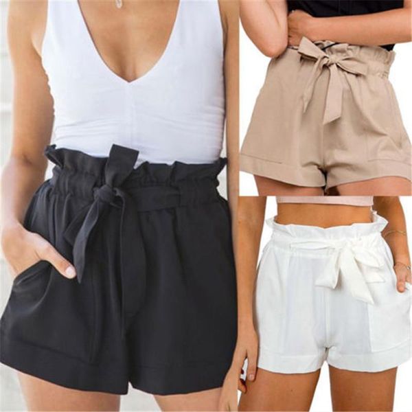women ladies summer casual shorts beach high waist tie belt short fashion pocket solid cotton black white women's, White;black
women ladies summer casual shorts beach high waist tie belt short fashion pocket solid cotton black white women's, White;black