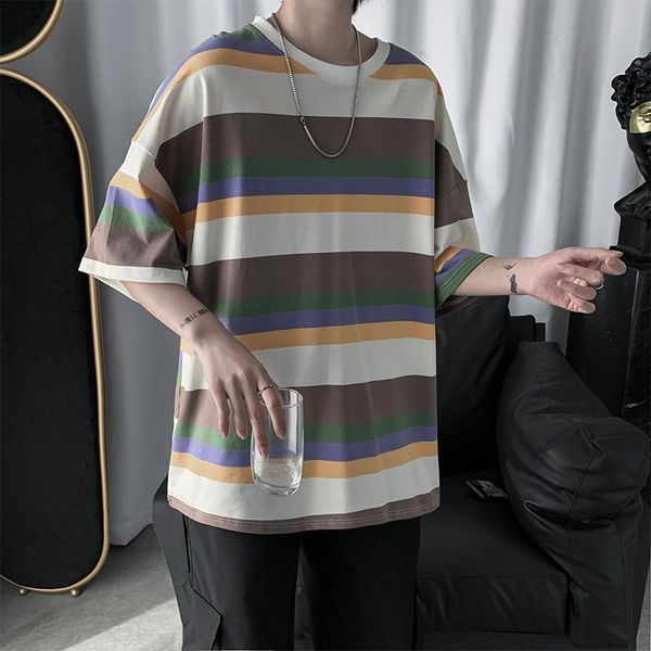 men's t-shirts summer couples striped loose ulzzang tees male all-match students leisure fashion polyester o-neck punk clothes, White;black
men's t-shirts summer couples striped loose ulzzang tees male all-match students leisure fashion polyester o-neck punk clothes, White;black