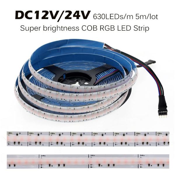 50m/lot dc12v 24v rgb cob led strip 630leds/m high density super bright ra90 flexible lights strips
50m/lot dc12v 24v rgb cob led strip 630leds/m high density super bright ra90 flexible lights strips