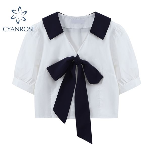 lapel short sleeve summer crop blouse women bownot spliced v neck elegant casual shirts preppy style retro ins blusas mujer 210417, White
lapel short sleeve summer crop blouse women bownot spliced v neck elegant casual shirts preppy style retro ins blusas mujer 210417, White