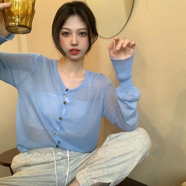women's knits & tees thin ice silk knit sweater women summer and korean style chic casual all-match loose long-sleeved sunscreen cardig, White
women's knits & tees thin ice silk knit sweater women summer and korean style chic casual all-match loose long-sleeved sunscreen cardig, White