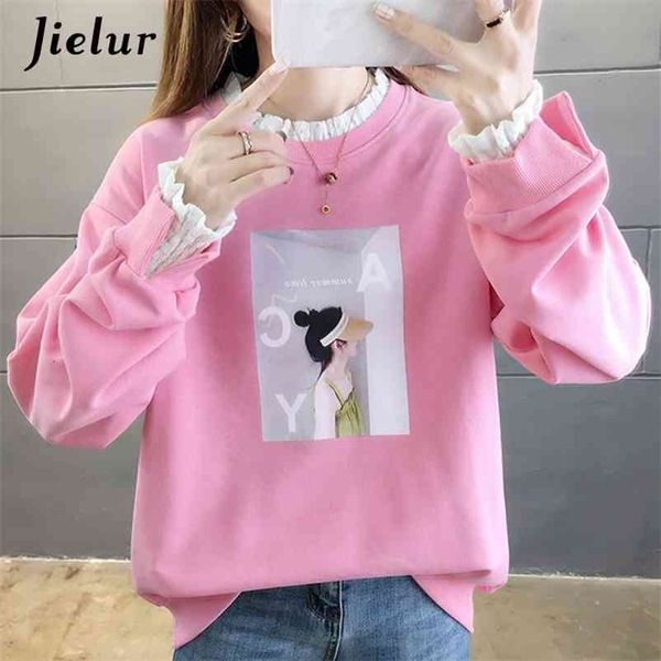 hoodies women autumn korean o-neck print lace patchwork ladies pullovers slim hooded jacket chic hoodie sweatshirts 210426, Black
hoodies women autumn korean o-neck print lace patchwork ladies pullovers slim hooded jacket chic hoodie sweatshirts 210426, Black