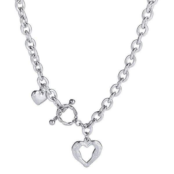 pendant necklaces ins style retro hollow love necklace hip hop trend titanium steel clavicle chain spot wholesale, Silver
pendant necklaces ins style retro hollow love necklace hip hop trend titanium steel clavicle chain spot wholesale, Silver