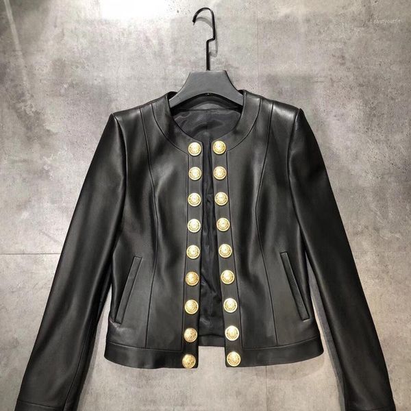 jacket coat leather women s short head layer sheepskin round neck gold button double breasted fashion slim size women's & faux, Black
jacket coat leather women s short head layer sheepskin round neck gold button double breasted fashion slim size women's & faux, Black