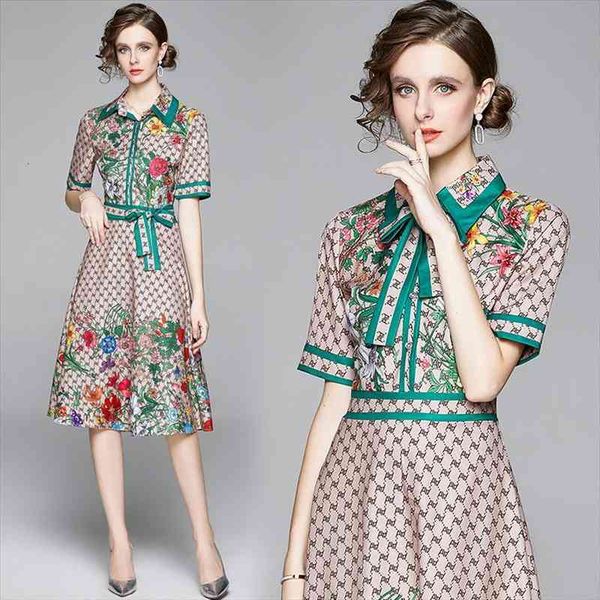 banulin fashion runway design summer womens dress short sleeve turn down neck bow letter floral print midi vestidos, Black;gray
banulin fashion runway design summer womens dress short sleeve turn down neck bow letter floral print midi vestidos, Black;gray