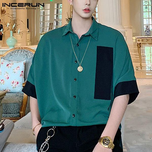 men's casual shirts 2021 summer fashion men patchwork shirt lapel half sleeve camisa masculina streetwear lace up loose clothing s-5xl, White;black
men's casual shirts 2021 summer fashion men patchwork shirt lapel half sleeve camisa masculina streetwear lace up loose clothing s-5xl, White;black