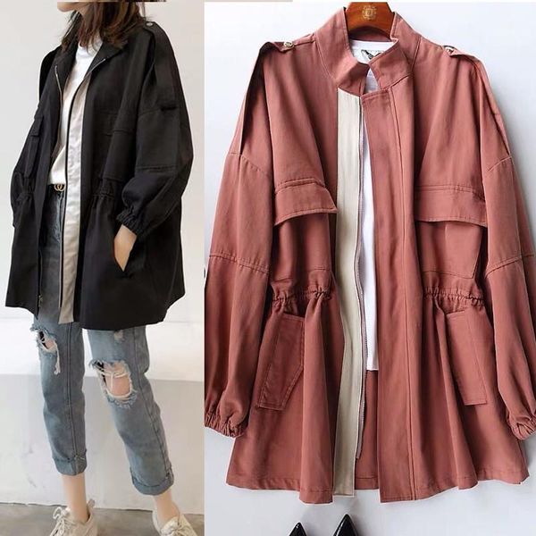 women's trench coats 2021 spring autumn long coat women korean loose tooling large size windbreaker female xa387, Tan;black
women's trench coats 2021 spring autumn long coat women korean loose tooling large size windbreaker female xa387, Tan;black