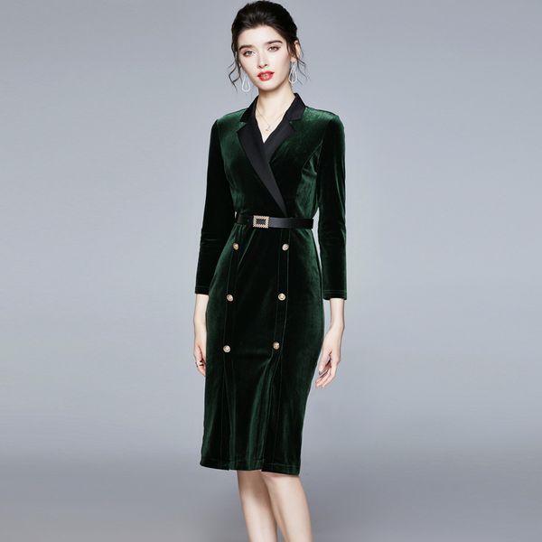 autumn and winter women's wear 2021 celebrity style golden veet suit foreign dress with belt, Black;gray
autumn and winter women's wear 2021 celebrity style golden veet suit foreign dress with belt, Black;gray