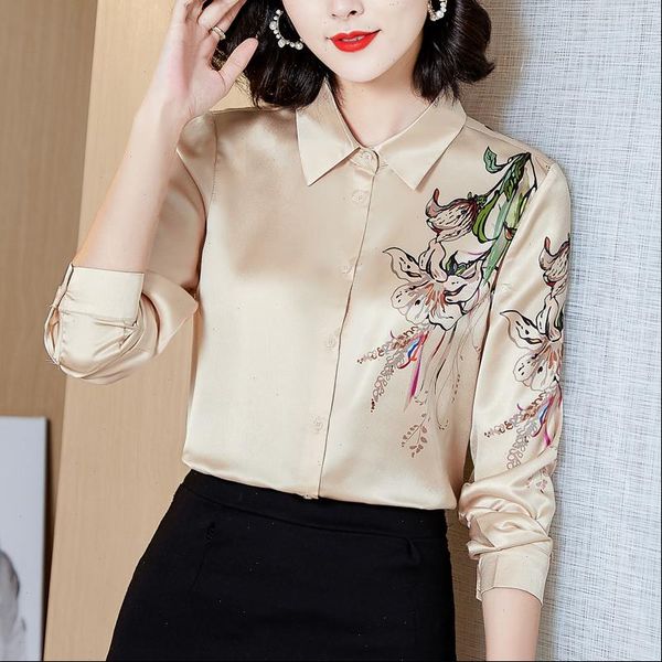 korean silk satin sleeve womens shirt blusas mujer de moda xxl, White 
korean silk satin sleeve womens shirt blusas mujer de moda xxl, White