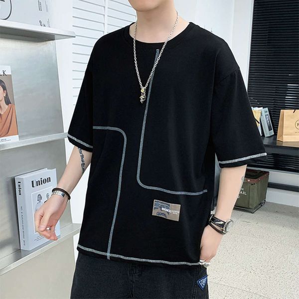 short sleeve t-shirt men's summer cotton round neck korean fashion versatile casual half loose t men, White;black
short sleeve t-shirt men's summer cotton round neck korean fashion versatile casual half loose t men, White;black