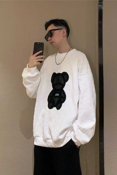 men's hoodies & sweatshirts 2021 autumn and winter bear round collar hoodie men loose ins trend plus fleece couples top, Black
men's hoodies & sweatshirts 2021 autumn and winter bear round collar hoodie men loose ins trend plus fleece couples top, Black
